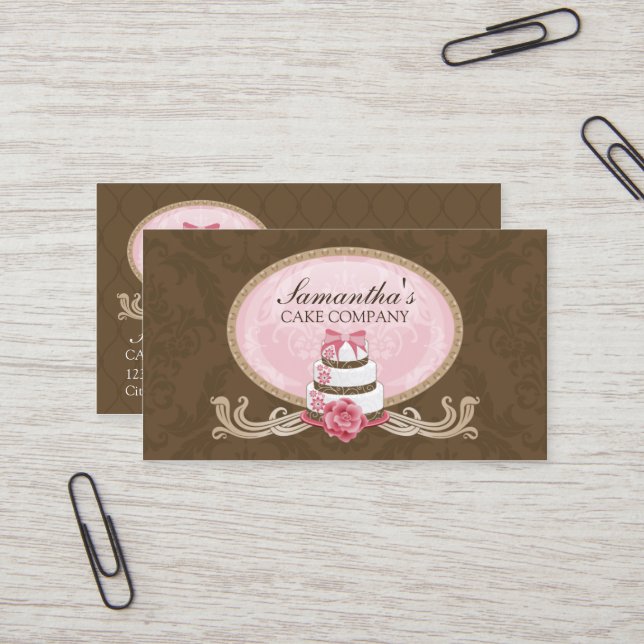 Elegant Cake Bakery Business Card (Front/Back In Situ)