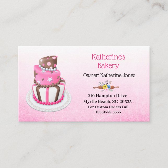 Elegant Cake Bakery Business Cards (Front)