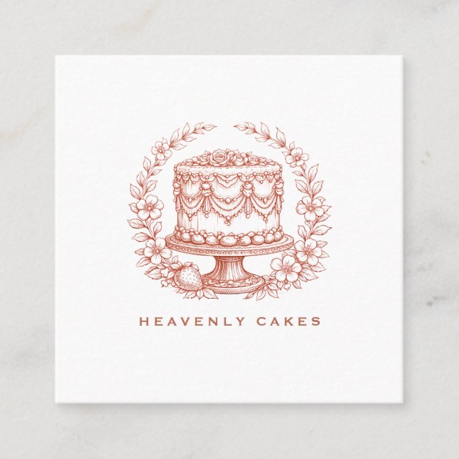 Elegant  Cake Bakery Logo Square Business Card (Front)