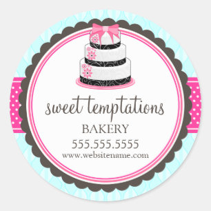 Elegant Cake Bakery Packaging Classic Round Sticker