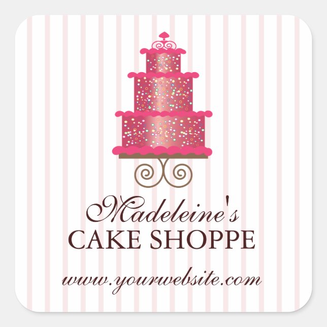 Elegant Cake Custom Bakery Business Sticker (Front)