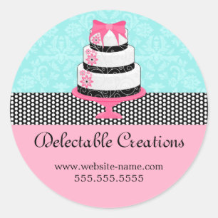 Elegant Cake Damask Classic Round Sticker