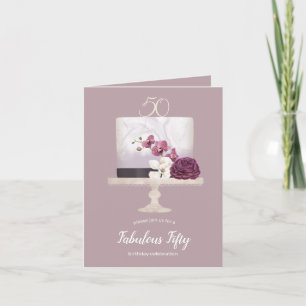 elegant cake fabulous fifty birthday folded card
