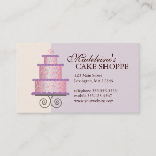 Elegant Cake on Blue Custom Bakery Business Card