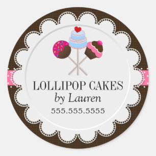 Elegant Cake Pops Bakery Box Stickers