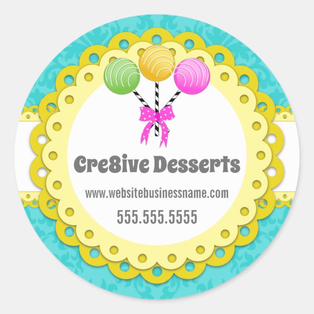 Elegant Cake Pops Bakery Packaging Seals (Front)