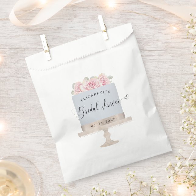 elegant cake script font monogram bridal shower favour bags (Clipped)