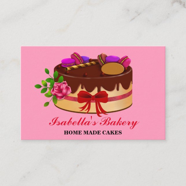 Elegant Cakes And Flowers Bakery Home Made Business Card (Front)