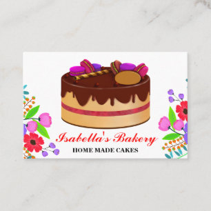 Elegant Cakes And Flowers Bakery Home Made Floral Business Card