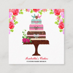 Elegant Cakes And Flowers Custom Made Design Square Business Card