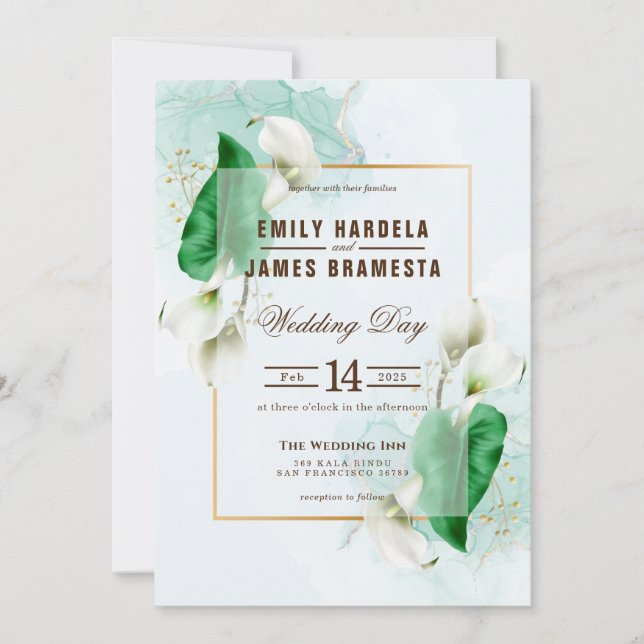 Elegant Cala Lily Wedding Invitation (Front)