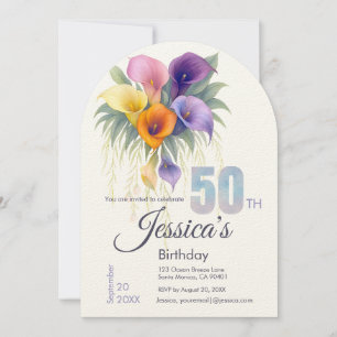 Elegant Calla Lily 50th Birthday Milestone Invitation