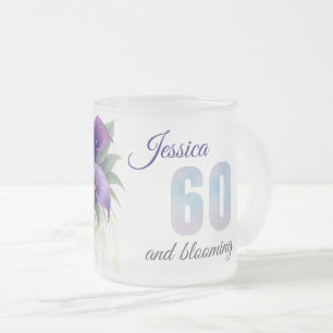 Elegant Calla Lily 60th Birthday Milestone Frosted Glass Coffee Mug