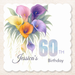 Elegant Calla Lily 60th Birthday Milestone Paper Coaster