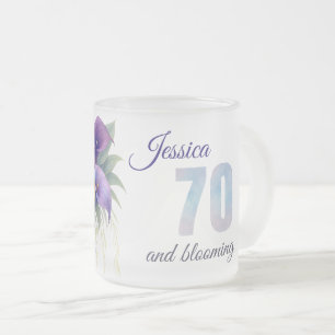 Elegant Calla Lily 70th Birthday Milestone Frosted Glass Coffee Mug