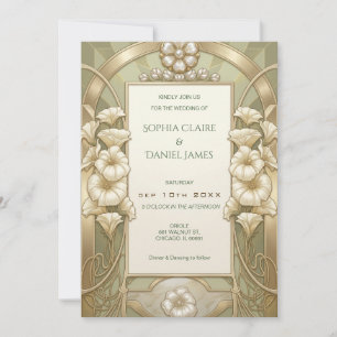 Elegant Calla Lily Art Nouveau Mucha Wedding Invitation