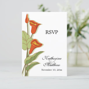 Elegant Calla Lily in Orange RSVP Cards
