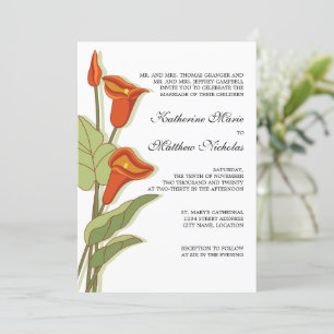 Elegant Calla Lily in Orange Wedding Invitation