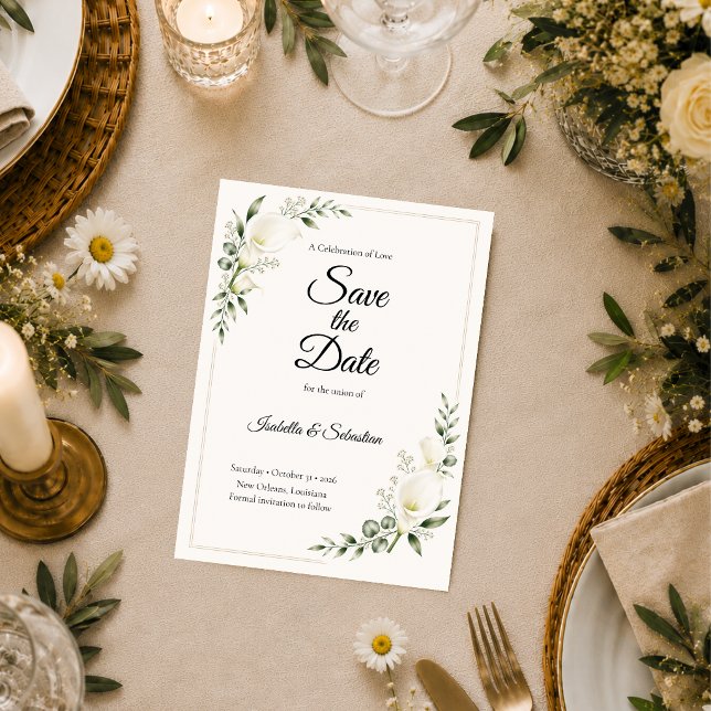 Elegant Calla Lily Minimalism Wedding Save The Date (Creator Uploaded)