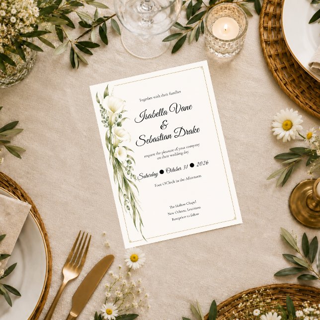 Elegant Calla Lily Romance Wedding Invitation (Creator Uploaded)