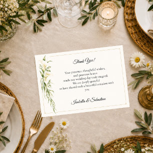 Elegant Calla Lily Romance Wedding Thank You Card