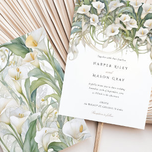 Elegant Calla Lily Wedding Delicate Pastel Florals Invitation