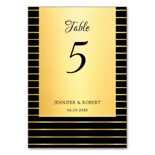 Elegant Calligraphed Script Black And Gold Trendy Table Number