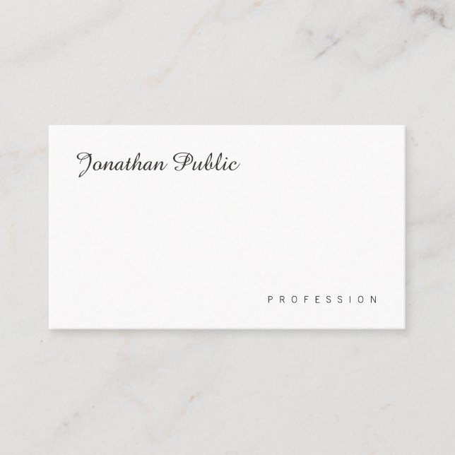 Elegant Calligraphed Script Simple Modern Template Business Card (Front)