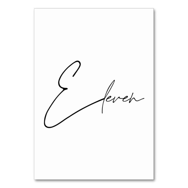 Elegant Calligraphic Wedding Table 11 table Number (Front)