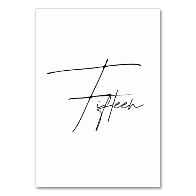 Elegant Calligraphic Wedding Table 15 table Number (Front)