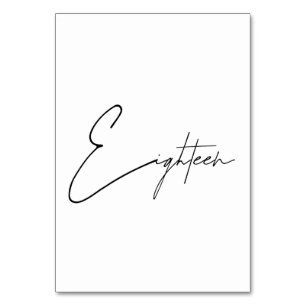 Elegant Calligraphic Wedding Table 18 table Number