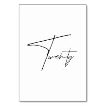Elegant Calligraphic Wedding Table 20 table Number