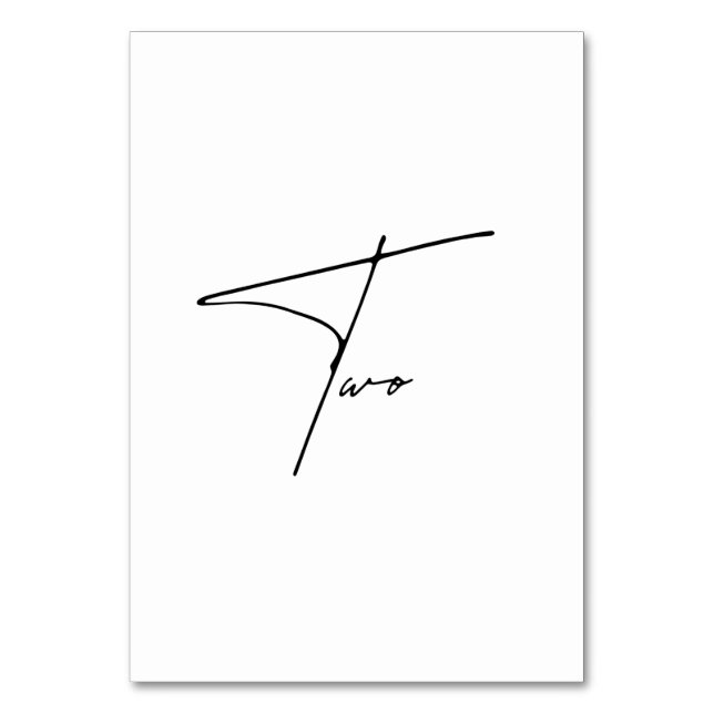 Elegant Calligraphic Wedding Table 2 table Number (Front)