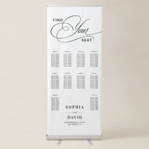 Elegant Calligraphy 10 Table Wedding Seating Chart Retractable Banner