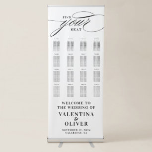 Elegant Calligraphy 16 Table Seating Chart  Retractable Banner