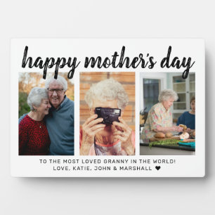 Elegant Calligraphy 3 Photo Mother’s Day Grandma Plaque