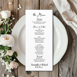 Elegant Calligraphy 4x9" Wedding Table Menu 