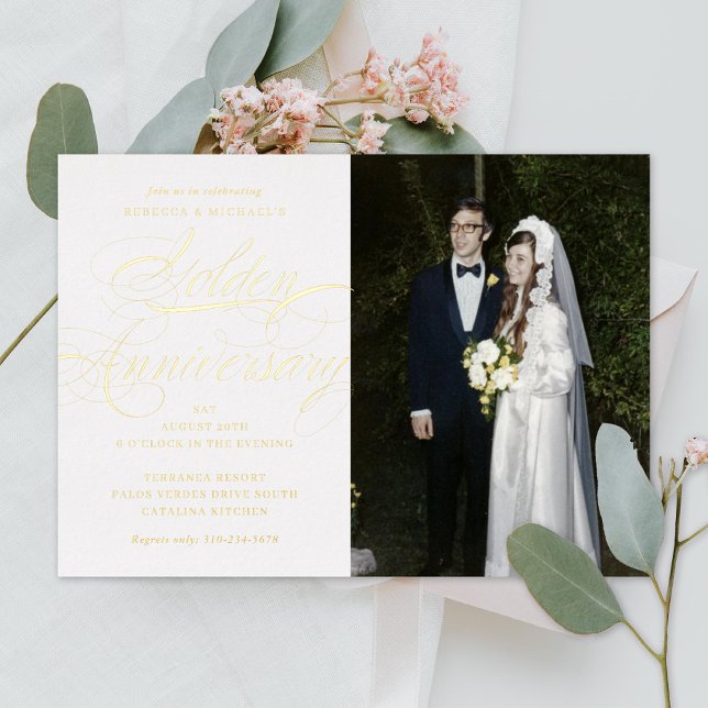 Elegant Calligraphy 50th Golden Anniversary Photo (Creator Uploaded)