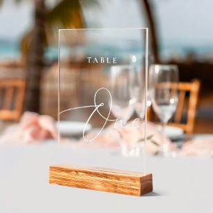 Elegant Calligraphy Acrylic Sign Table Number One 