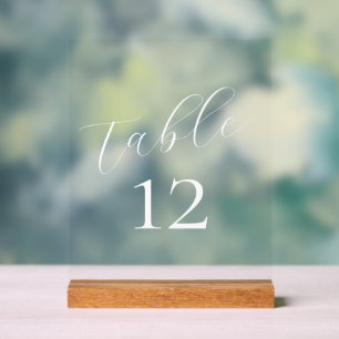 Elegant Calligraphy Acrylic Wedding Table Numbers Acrylic Sign
