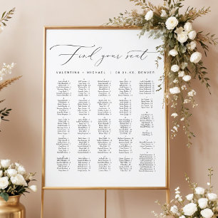 Elegant Calligraphy Alphabetical Wedding Seating Poster