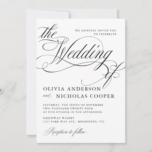 Elegant Calligraphy American Style Handwriting Invitation (Front)