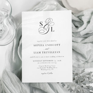 Elegant Calligraphy Ampersand Monogram Wedding Invitation