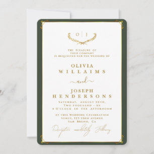 ELEGANT CALLIGRAPHY AND FRAME GOLDEN CHIC WEDDING INVITATION