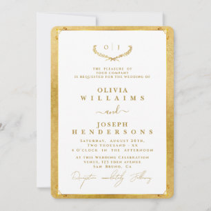 ELEGANT CALLIGRAPHY AND FRAME GOLDEN CHIC WEDDING INVITATION