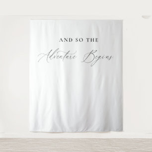 Elegant Calligraphy “And So The Adventure Begins” Tapestry