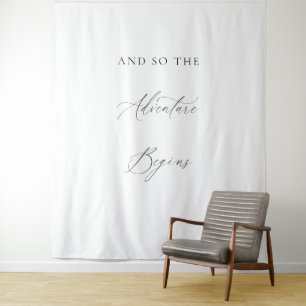 Elegant Calligraphy “And So The Adventure Begins” Tapestry