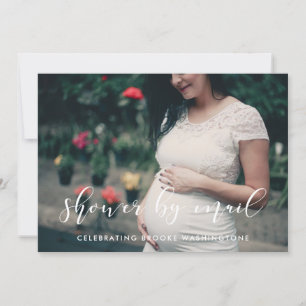 Elegant calligraphy Baby Shower by mail photo Invitation