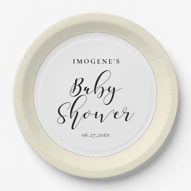 Elegant calligraphy Baby shower Paper Plate (Front)