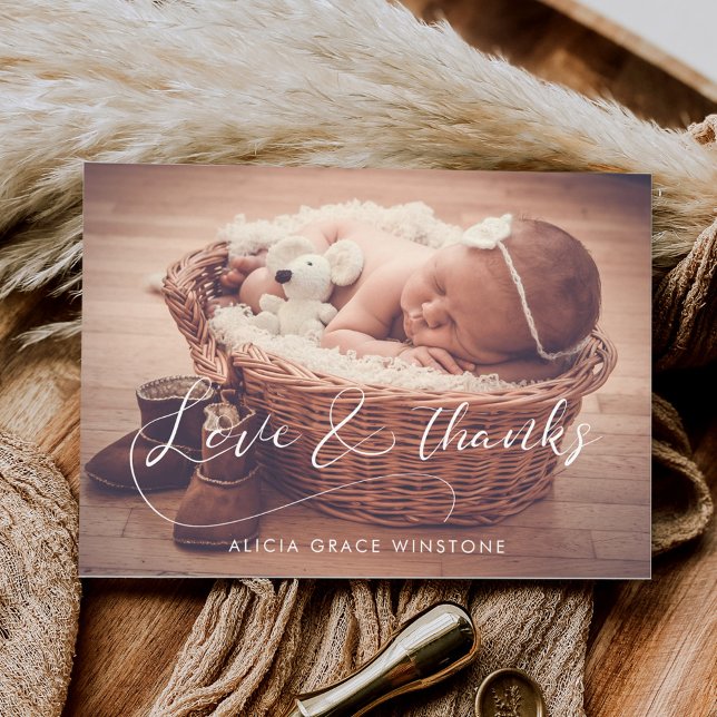 Elegant calligraphy Baby shower thank you card (Creator Uploaded)